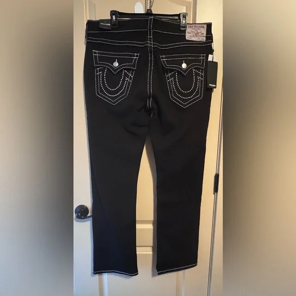 True Religion Ricky Big T Flap Relaxed Straight Mens Sz W38 L34 Rinse Black